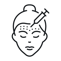 Icon of facial beauty treatment with injections for skin improvement and rejuvenation in a clinical setting