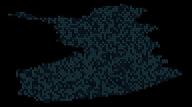 Finland Binary code map animation, Digital data visualization, alpha layer