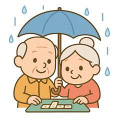 Cute watercolor elderly couple illustrations featuring sweet senior pairs in soft, hand-painted tones. Gentle, heartwarming poses on a clean white background&mdash;perfect for greeting cards, family themes,