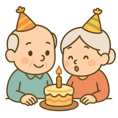 Cute watercolor elderly couple illustrations featuring sweet senior pairs in soft, hand-painted tones. Gentle, heartwarming poses on a clean white background&mdash;perfect for greeting cards, family themes,