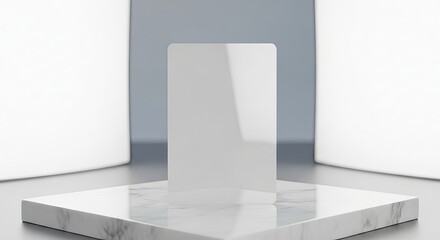 Minimalist Product Display on Marble Platform with Clean Background.
