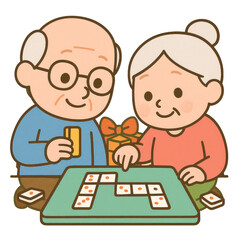 Cute watercolor elderly couple illustrations featuring sweet senior pairs in soft, hand-painted tones. Gentle, heartwarming poses on a clean white background&mdash;perfect for greeting cards, family themes,