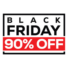 Black Friday Sale banner offering 90% OFF. Bold, modern design with black 
