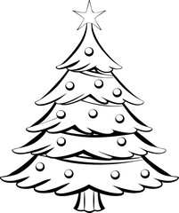 christmas tree icon flat thin outline icon