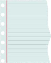 Blank Lined Notebook Paper Torn Edge Template with vector illustration
