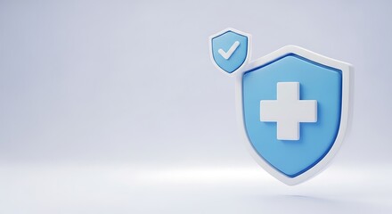 Fototapeta premium Blue shield with a white cross representing health