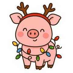 Cute watercolor Christmas farm elements featuring hand-painted farm animals, barns, trees, wreaths, and festive decorations. Soft pastel tones on a clean white background&mdash;perfect for holiday clipart.