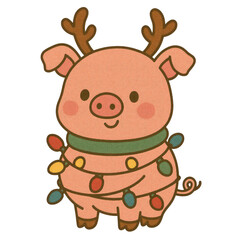 Cute watercolor Christmas farm elements featuring hand-painted farm animals, barns, trees, wreaths, and festive decorations. Soft pastel tones on a clean white background&mdash;perfect for holiday clipart.