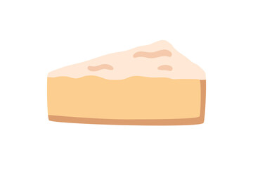 Cheese, soft creamy brie wedge, icon. Dairy product, delicacy with rind, mold. Camembert, gourmet food produce, slice, delicatessen, appetizer. Flat vector illustration isolated on white background