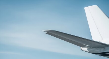 Aircraft tail and wingtip against blue sky