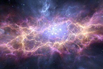 Colorful Star Clusters In A Deep Space Nebula