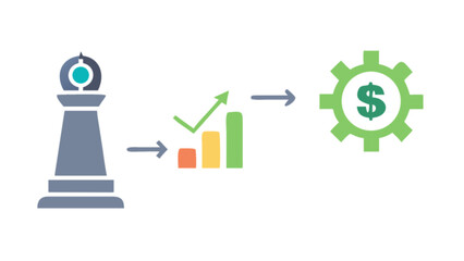 Chess strategy for business growth and financial success with data analysis and automation process flow