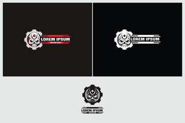 amazing skull with gears vector template