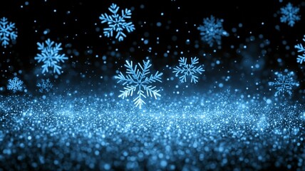 Blue Snowflake on Glitter Background Decor Image, Winter Design Element (Suitable for Christmas Design, Winter Decoration, Visual Materials, etc.)