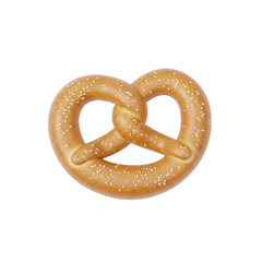 Golden Brown Pretzel with White Salt Sprinkles Isolated on a Transparent Background Realistic 3D Rendering