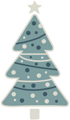 Abstract Christmas tree with cool tone colors. Merry Christmas and Happy New Year. Illustration concepts for background, card, banner, marketing material.