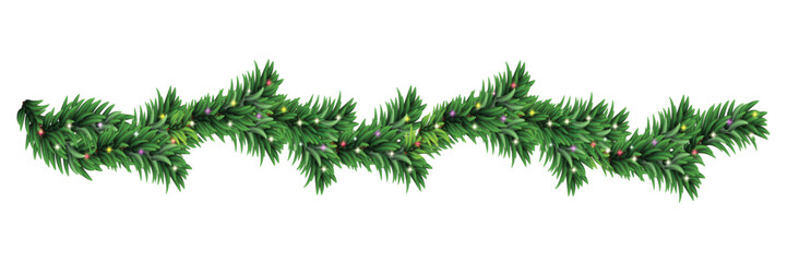christmas, gold, celebration, decoration, evergreen, garland, green, tree branch, tree, border, frame, illustration, isolated, realistic, banner, design, fir, holiday, pine tree, spruce, vector, backg