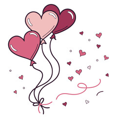 Pink Heart Shaped Balloons with Confetti love valentine
