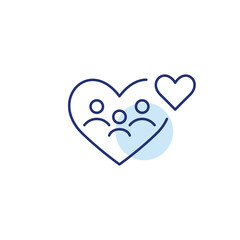 Family of three and heart. Parenting and childcare. Insurance, support and health care. Pixel perfect, editable stroke vector icon