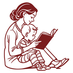Mother Reading a Book to Her Child daughter
