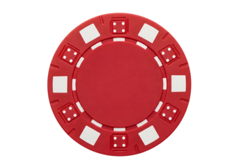 Red casino poker chip isolated on transparent background