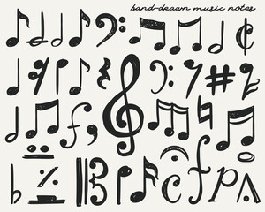 Hand -drawn music notes vector big collection	