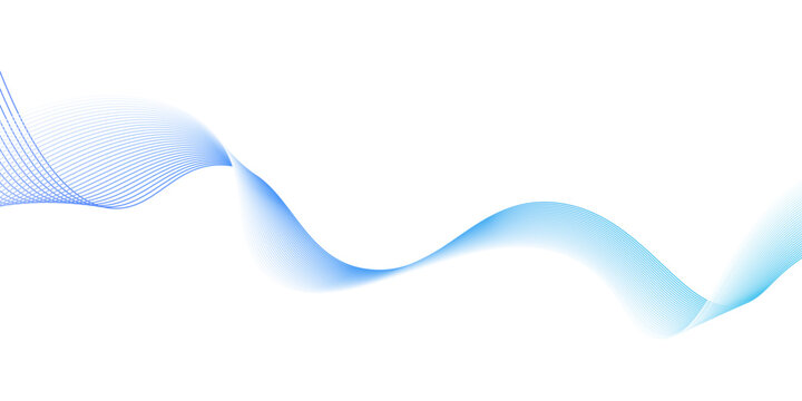 Abstract blue wave lines pattern on white background, Blue wave curved lines for presentations, Vector illustration. Modern music, blue abstract background, wallpaper background with wave.