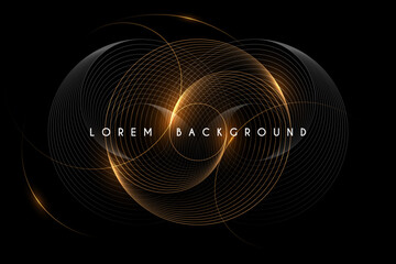 Circle gold and black lines template background