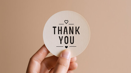 Thank you card, gratitude message, minimalist appreciation design on beige background