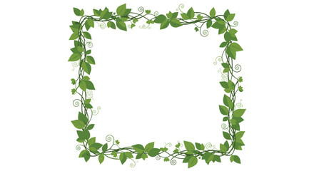 A decorative square frame made of green ivy leaves with small white flowers.