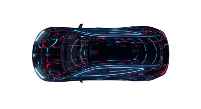 Abstract futuristic glowing cube with intricate internal structure isolated on transparent background