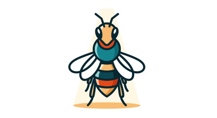 Cartoon bee illustration with detailed wing and body structure