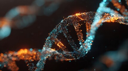 glowing dna helix particles