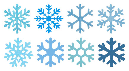 PNG Blue snowflakes vector illustration, element set on transparent background