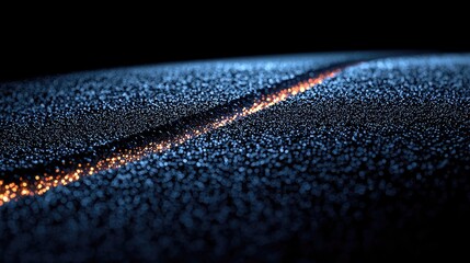 Intricate, glowing line across a dark, textured surface.