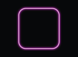 Glowing pink neon square with rounded corners on a