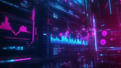 Digital data analyzing financial stock market trends - Powered by Adobe