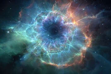 Colorful Glowing Nebula In Deep Space