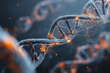 abstract glowing dna helix molecular structure