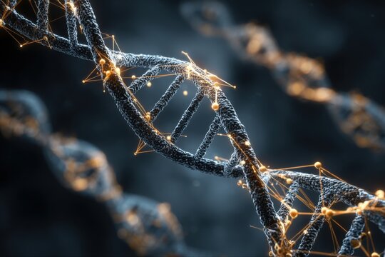 glowing DNA double helix molecular structure