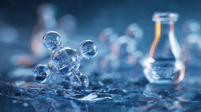 clear molecule model science experiment liquid