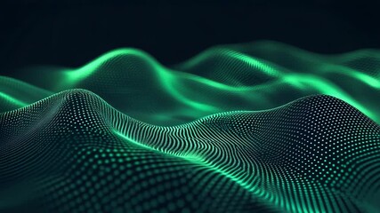 Digital data wave forming futuristic green background network - Powered by Adobe
