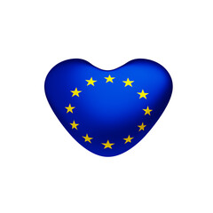 Europian Union Flag  of Heart. 3d render illustration.  