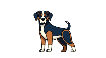 Fototapeta premium Cartoon dog illustration standing upright against a clean white background
