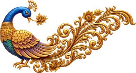 Radiant Golden Peacock, The Regal Splendor of the Peacock Sculpture.