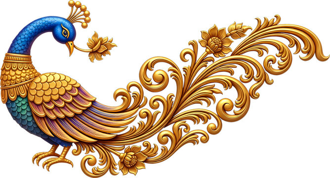Radiant Golden Peacock, The Regal Splendor of the Peacock Sculpture.