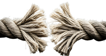 Frayed Rope About to Snap Isolated on White Background