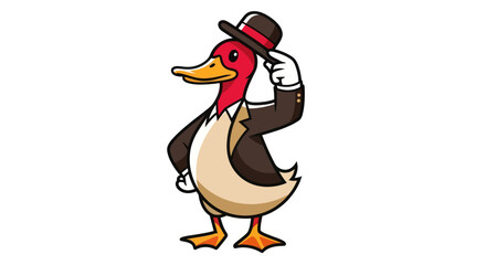 Cartoon duck in formal attire business concept isolated on white