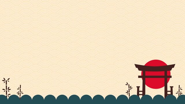 Flat vector Asian background animation with Asian ornament style. Ideal for Japan themed videos, cultural promos, intros, and minimalist Asian design projects.