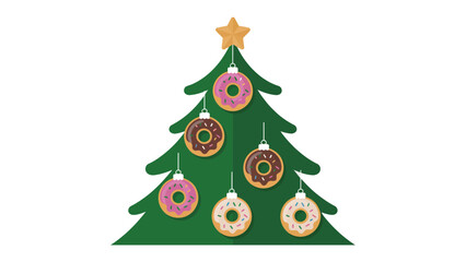 Doughnut Christmas Tree: A festive, sugary Christmas tree adorned with delectable doughnut ornaments, topped with a bright star. It's a sweet, playful take on holiday decor.